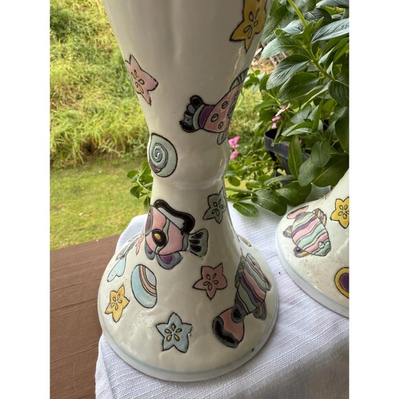 Strata Group Les Tropiques Fish Hand Painted Candle Stick Pair | Coastal Design - Picture 4 of 4